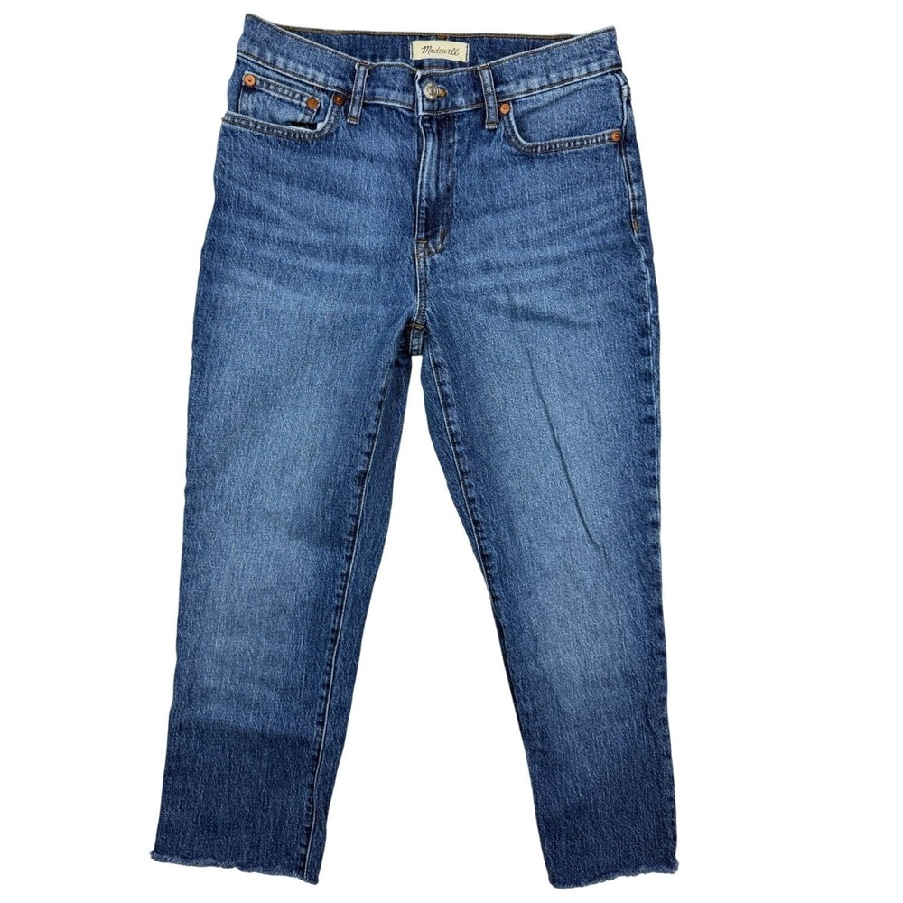 Madewell The Slim Boyjean Size 27 Womens Stone Wash Raw Hem Heavyweight‎ Denim
